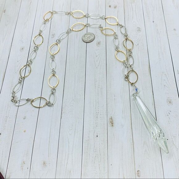 Crystal Drop Large Link Necklace - Picture 1 of 3
